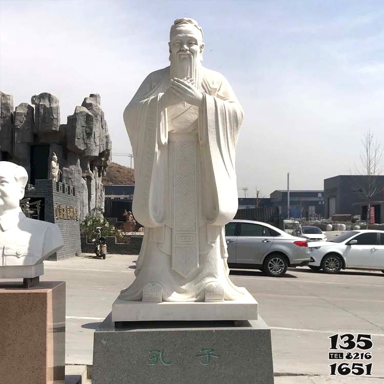 孔子雕塑-街道漢白玉石雕古代名人孔子雕塑 孔子雕塑-街道漢白玉石雕古代名人孔子雕塑高清圖片