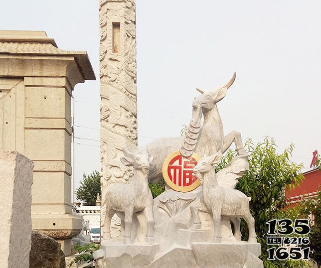 三陽開泰雕塑-廣場漢白玉石雕浮雕吉祥招財三陽開泰雕塑 三陽開泰雕塑-廣場漢白玉石雕浮雕吉祥招財三陽開泰雕塑高清圖片
