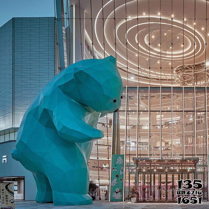 熊雕塑-商場戶外大型景觀幾何藍綠熊雕塑 熊雕塑-商場戶外大型景觀幾何藍綠熊雕塑高清圖片