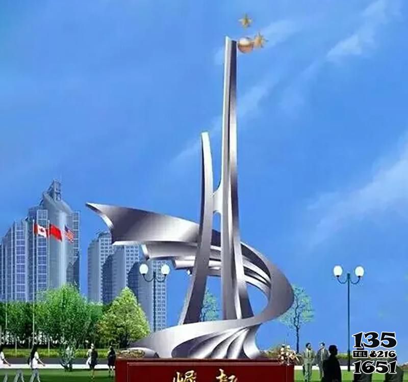 崛起雕塑-不銹鋼城市崛起標志雕塑 崛起雕塑-不銹鋼城市崛起標志雕塑高清圖片