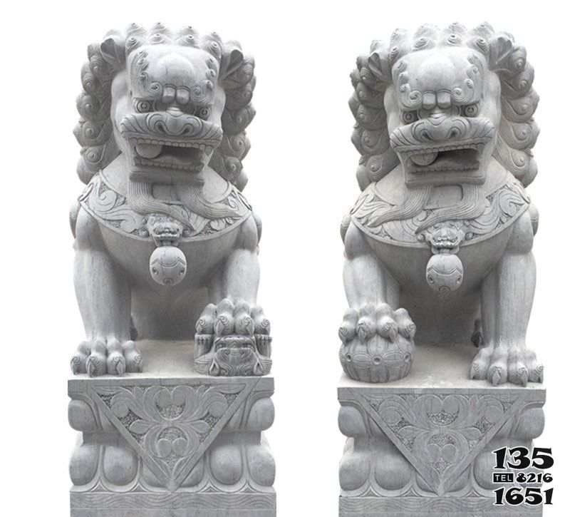 獅子雕塑-家用祠堂一對大理石石雕獅子雕塑 獅子雕塑-家用祠堂一對大理石石雕獅子雕塑高清圖片
