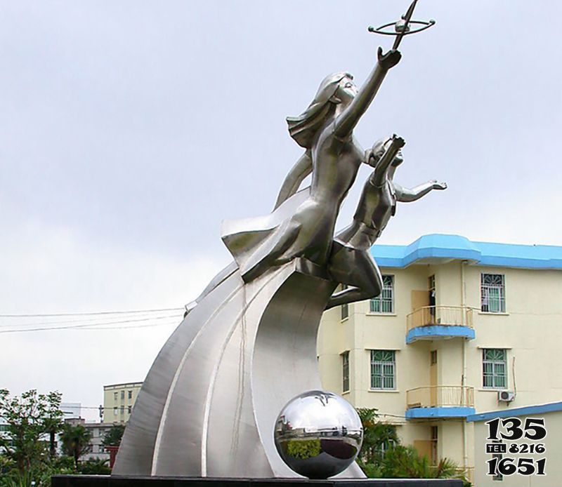 騰飛雕塑-不銹鋼鏡面切面校園騰飛雕塑 騰飛雕塑-不銹鋼鏡面切面校園騰飛雕塑高清圖片