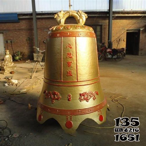 銅鐘雕塑-心想事成玻璃鋼仿銅雕鐘 銅鐘雕塑-心想事成玻璃鋼仿銅雕鐘高清圖片