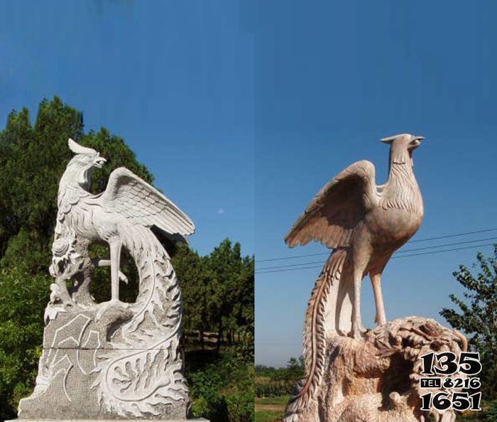 鳳凰雕塑-戶外景區大理石石雕石頭上休息的鳳凰雕塑 鳳凰雕塑-戶外景區大理石石雕石頭上休息的鳳凰雕塑高清圖片