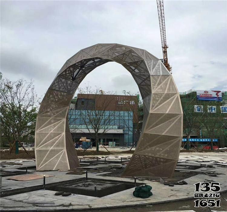 拱門雕塑-網格不銹鋼廣場拱門雕塑 拱門雕塑-網格不銹鋼廣場拱門雕塑高清圖片