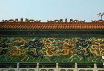 九龍壁雕塑-故宮景區彩繪九龍壁景觀-石雕塑