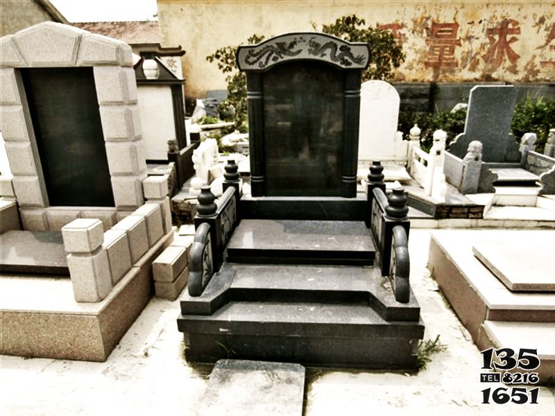 墓碑雕塑-大理黑石材雕花墓園擺放墓碑 墓碑雕塑-大理黑石材雕花墓園擺放墓碑高清圖片
