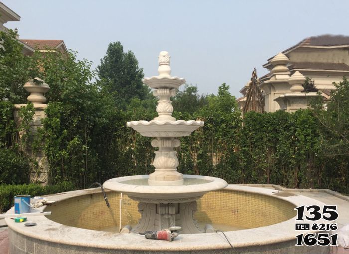 噴泉雕塑-歐式庭院裝飾三層漢白玉噴泉公園石雕 噴泉雕塑-歐式庭院裝飾三層漢白玉噴泉公園石雕高清圖片