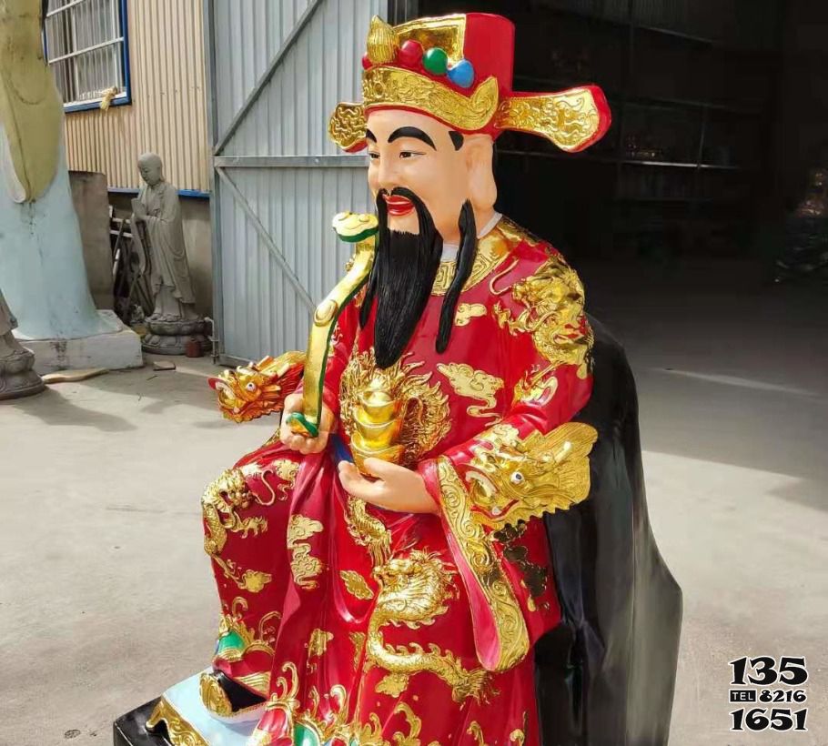 財神雕塑-五路財神中財神趙公明神像玻璃彩繪財神雕塑 財神雕塑-五路財神中財神趙公明神像玻璃彩繪財神雕塑高清圖片