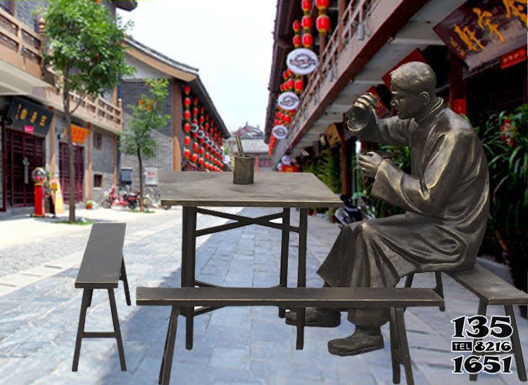 茶雕塑-廣場銅雕店小二喝茶小品人物茶雕塑 茶雕塑-廣場銅雕店小二喝茶小品人物茶雕塑高清圖片