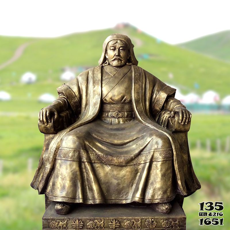 成吉思雕汗雕塑-玻璃鋼仿銅坐姿成吉思汗雕塑 成吉思雕汗雕塑-玻璃鋼仿銅坐姿成吉思汗雕塑高清圖片