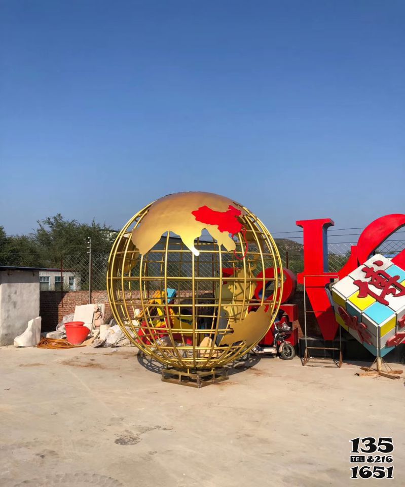 地球儀雕塑-公園廣場創意噴金烤漆大型仿真地球儀雕塑 地球儀雕塑-公園廣場創意噴金烤漆大型仿真地球儀雕塑高清圖片