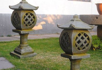 燈籠雕塑-青石仿古日式園林草坪景觀 石燈籠