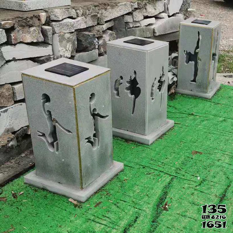 燈籠雕塑-庭院草坪裝飾太陽能落地鏤空人物石燈籠擺件 燈籠雕塑-庭院草坪裝飾太陽能落地鏤空人物石燈籠擺件高清圖片