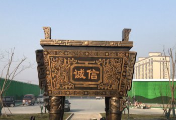 鼎雕塑-不銹鋼仿銅戶外景觀鼎雕塑