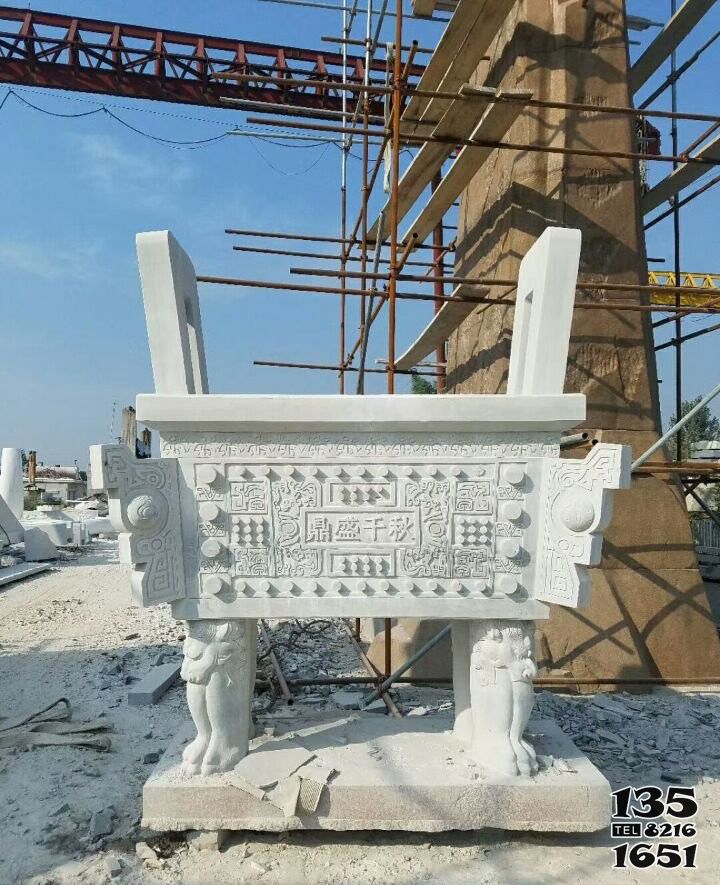 鼎雕塑-戶外廣場創意漢白玉石雕鼎雕塑 鼎雕塑-戶外廣場創意漢白玉石雕鼎雕塑高清圖片