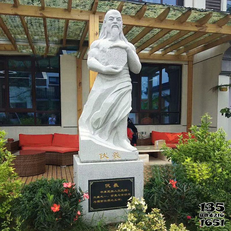 伏羲雕塑-園林人文先始漢白玉伏羲石雕圣像 伏羲雕塑-園林人文先始漢白玉伏羲石雕圣像高清圖片