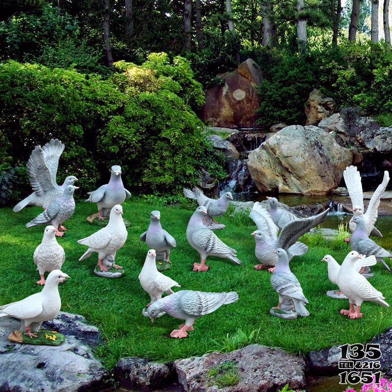 鴿子雕塑-公園草坪創意玻璃鋼一群鴿子雕塑 鴿子雕塑-公園草坪創意玻璃鋼一群鴿子雕塑高清圖片