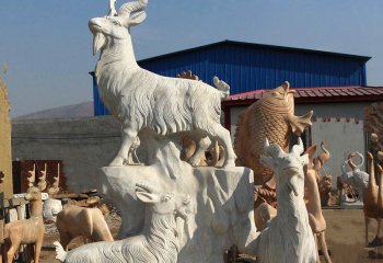 三羊開泰雕塑-戶外園林大型仿真動物玻璃鋼三羊開泰雕塑