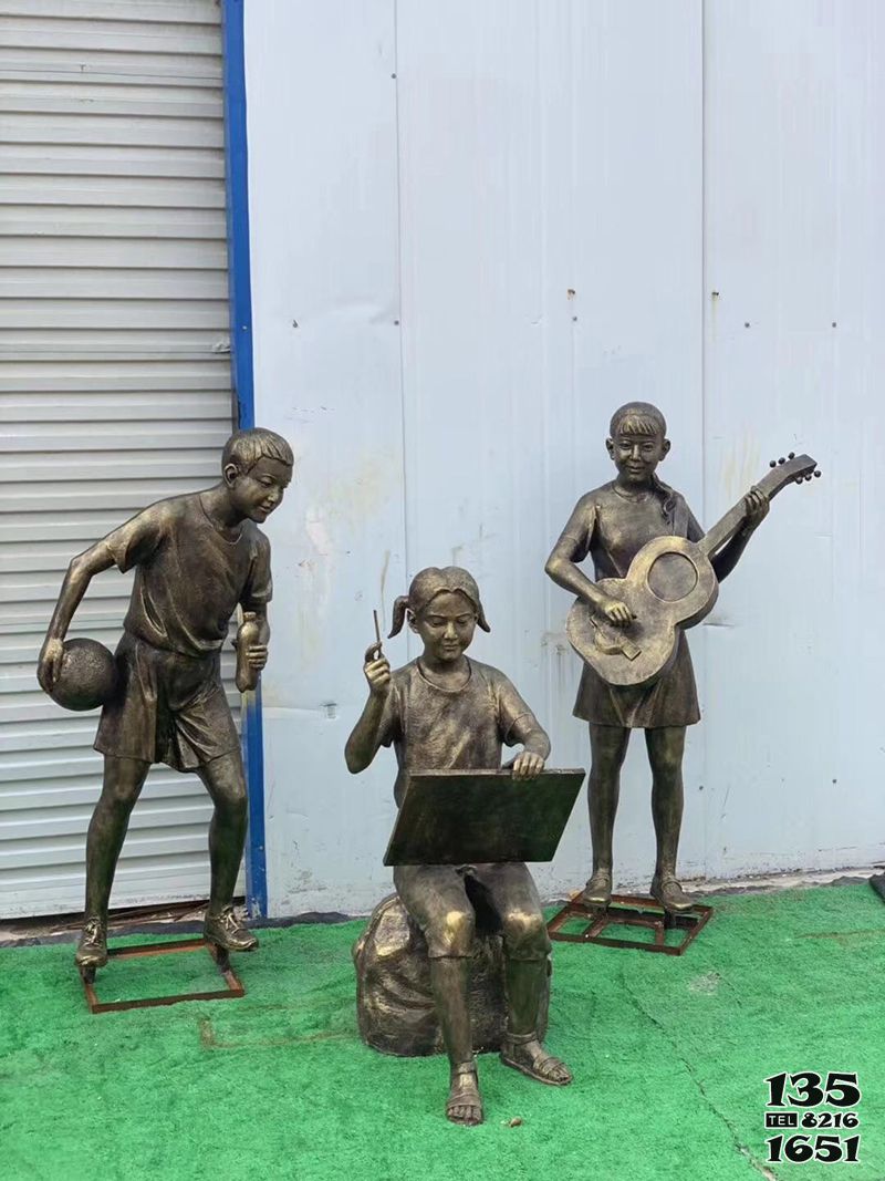 小孩仿銅像-玻璃鋼打籃球、畫畫、彈吉他少年人物雕塑 小孩仿銅像-玻璃鋼打籃球、畫畫、彈吉他少年人物雕塑