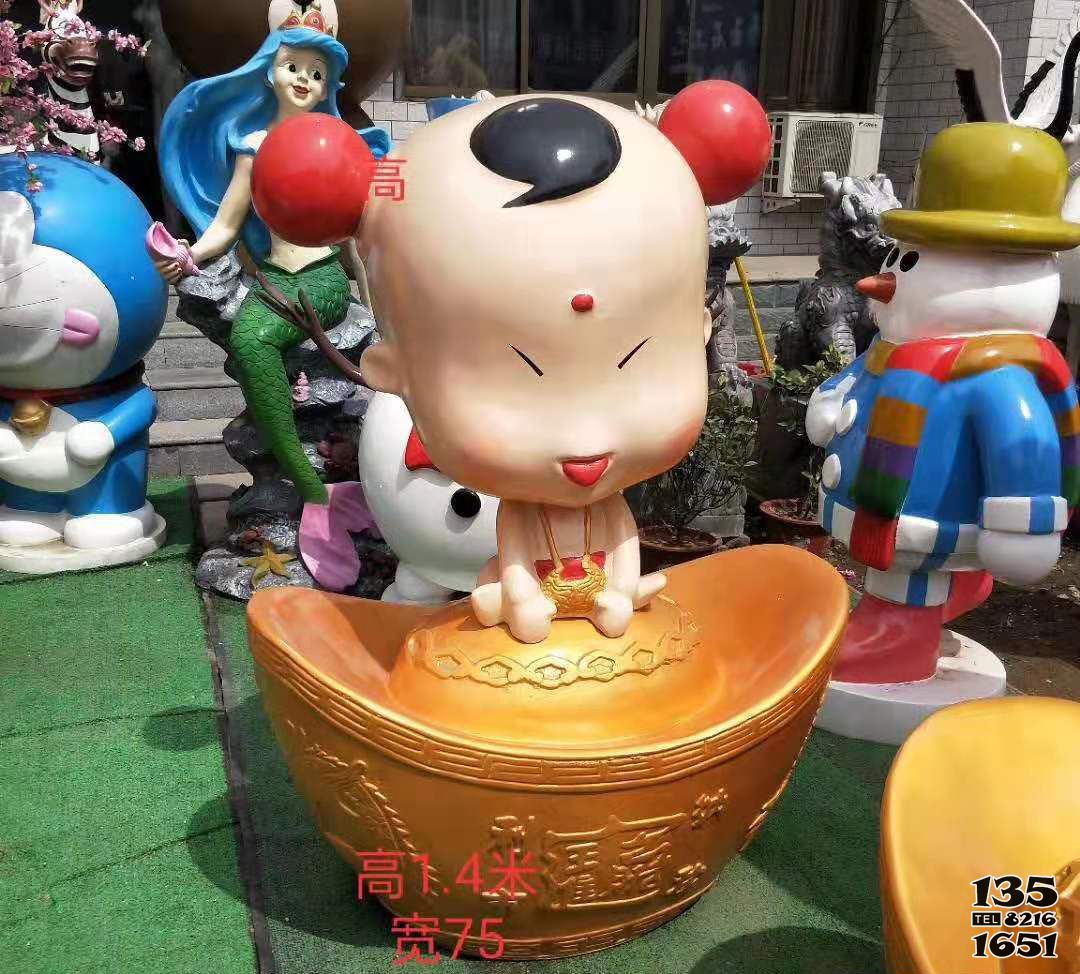 兒童雕塑-戶外廣場玻璃鋼卡通元寶娃娃招財兒童雕塑 兒童雕塑-戶外廣場玻璃鋼卡通元寶娃娃招財兒童雕塑高清圖片