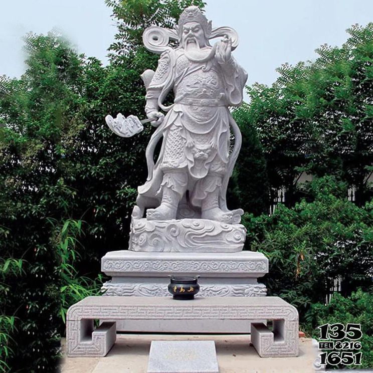 關公雕塑-景區大型漢白玉石雕我財神關公雕塑 關公雕塑-景區大型漢白玉石雕我財神關公雕塑高清圖片