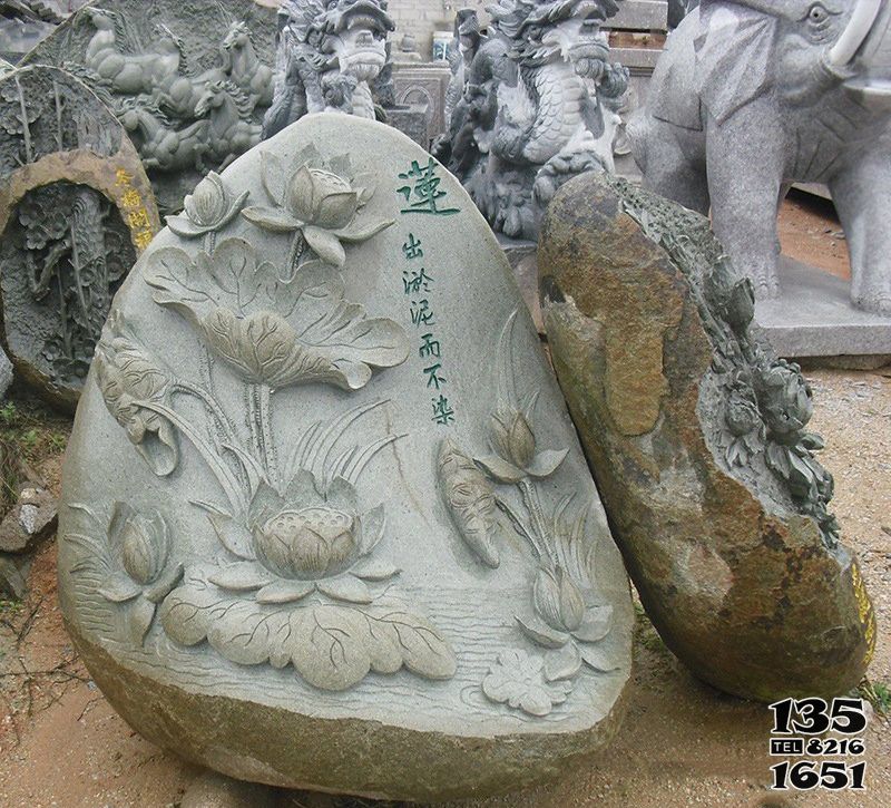 荷花雕塑-戶外別墅公園石頭浮雕荷花雕塑 荷花雕塑-戶外別墅公園石頭浮雕荷花雕塑