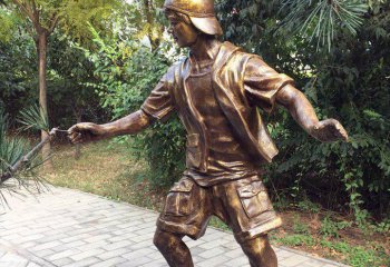 滑板雕塑-公園景觀玩滑板兒童人物彩繪玻璃鋼仿銅雕塑