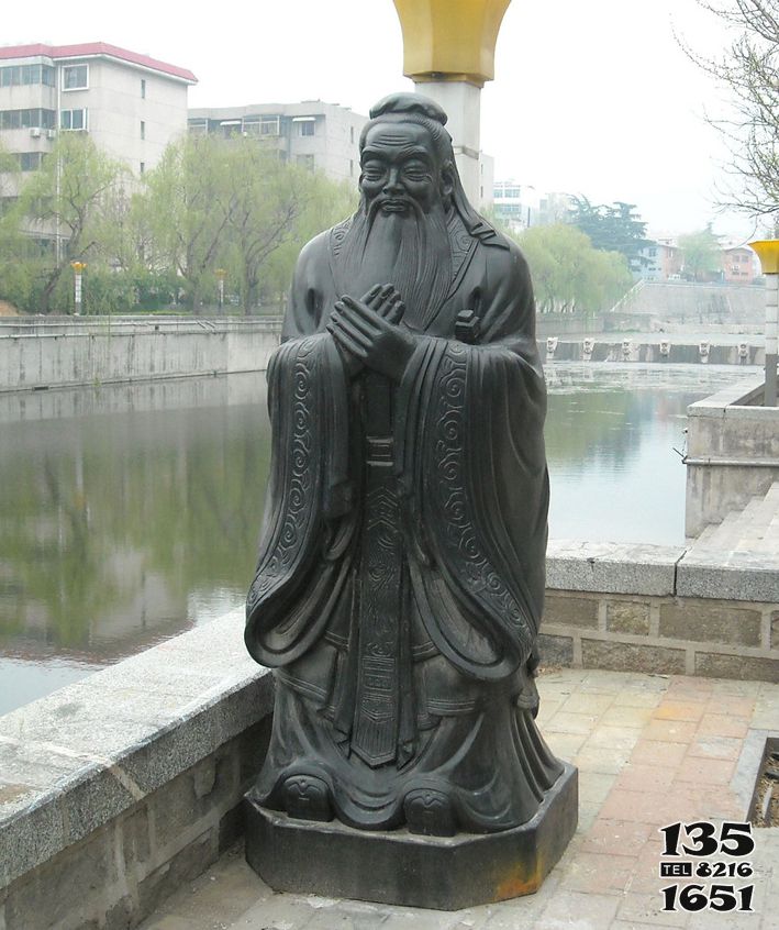 孔子雕塑-小區公園湖邊擺放歷史名人孔子青銅像雕塑 孔子雕塑-小區公園湖邊擺放歷史名人孔子青銅像雕塑
