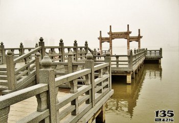 欄桿欄板雕塑-景區湖邊碼頭簡易大理石護欄桿