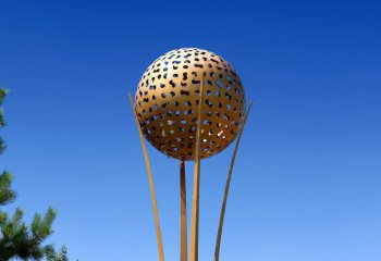 鏤空球雕塑-廣場創意不銹鋼半空中的鏤空球雕塑