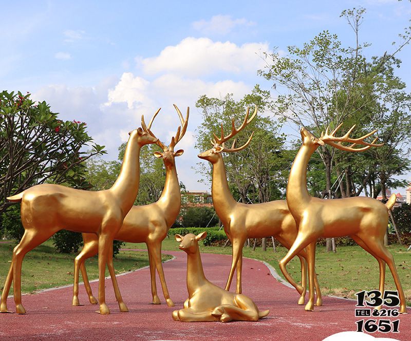 鹿雕塑-不銹鋼仿銅公園街道梅花鹿雕塑 鹿雕塑-不銹鋼仿銅公園街道梅花鹿雕塑高清圖片