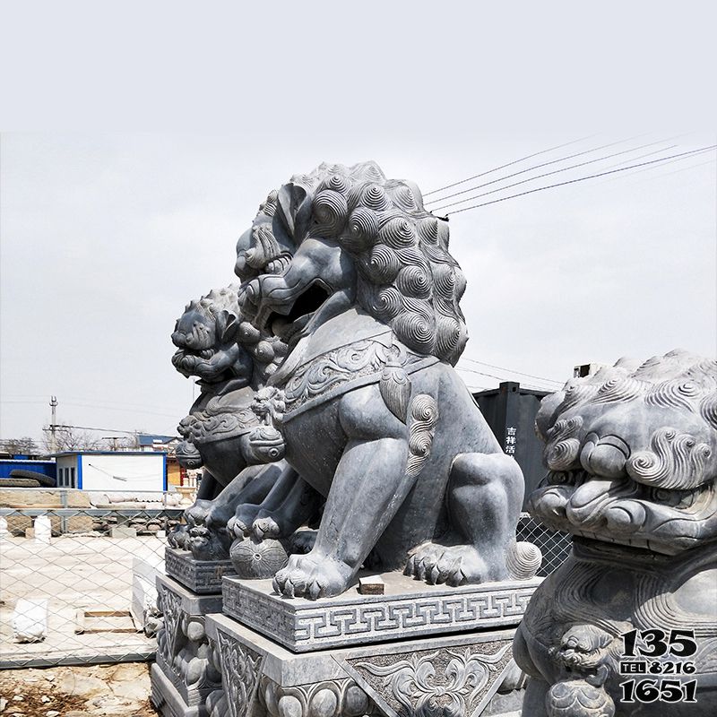 獅子雕塑-別墅小區青石石雕大型獅子雕塑 獅子雕塑-別墅小區青石石雕大型獅子雕塑高清圖片