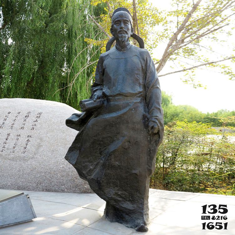 杜甫雕像 -公園園林歷史唐代詩人杜甫銅雕塑 杜甫雕像 -公園園林歷史唐代詩人杜甫銅雕塑高清圖片