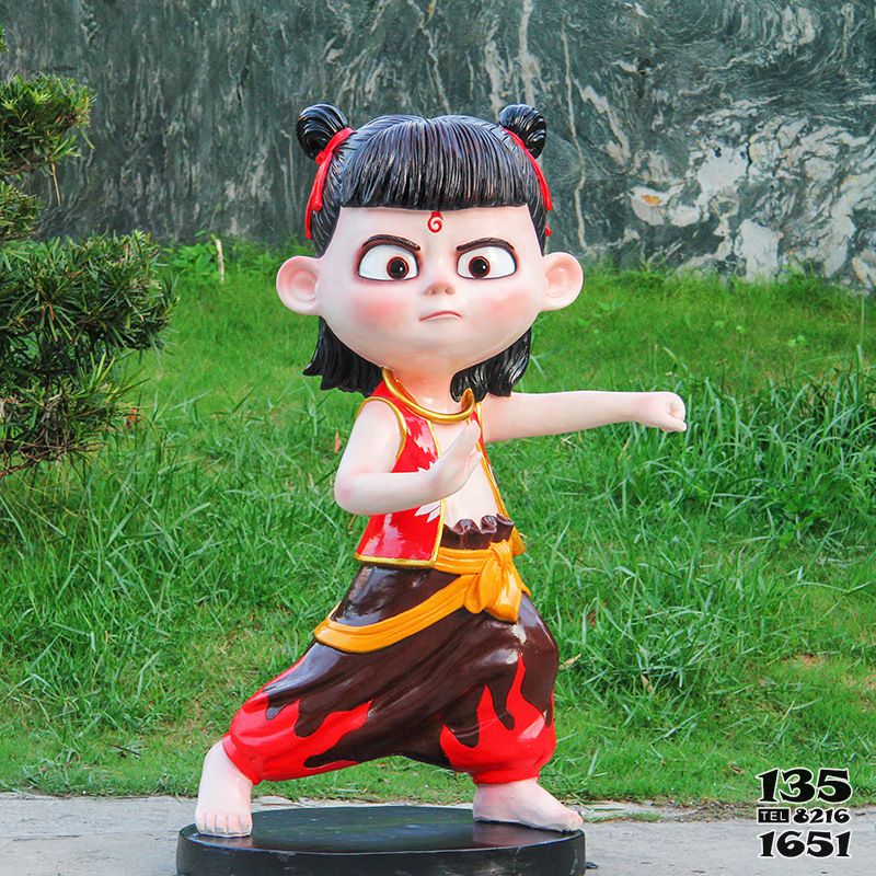 哪咤雕塑-魔童降世卡通公仔花園美陳城市玻璃鋼雕塑 哪咤雕塑-魔童降世卡通公仔花園美陳城市玻璃鋼雕塑高清圖片