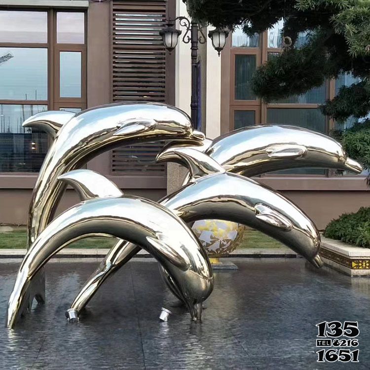 海豚雕塑-水中潛泳多只不銹鋼海豚雕塑 海豚雕塑-水中潛泳多只不銹鋼海豚雕塑高清圖片