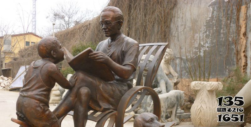 讀書雕塑-庭院仿真銅雕給孩子讀書的雕塑 讀書雕塑-庭院仿真銅雕給孩子讀書的雕塑高清圖片