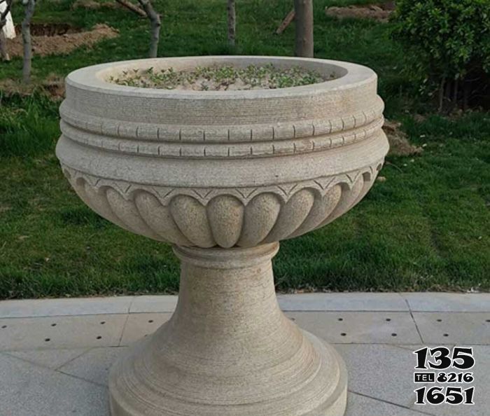 花盆雕塑-小區園林景觀大型擺件大理石石雕花盆雕塑 花盆雕塑-小區園林景觀大型擺件大理石石雕花盆雕塑高清圖片