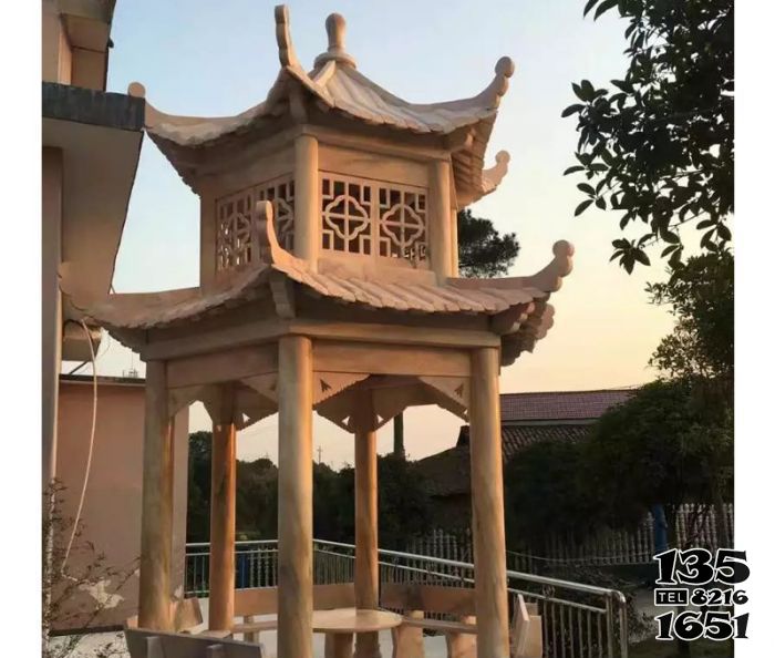涼亭雕塑-戶外庭院擺放晚霞紅休閑涼亭雕塑 涼亭雕塑-戶外庭院擺放晚霞紅休閑涼亭雕塑高清圖片