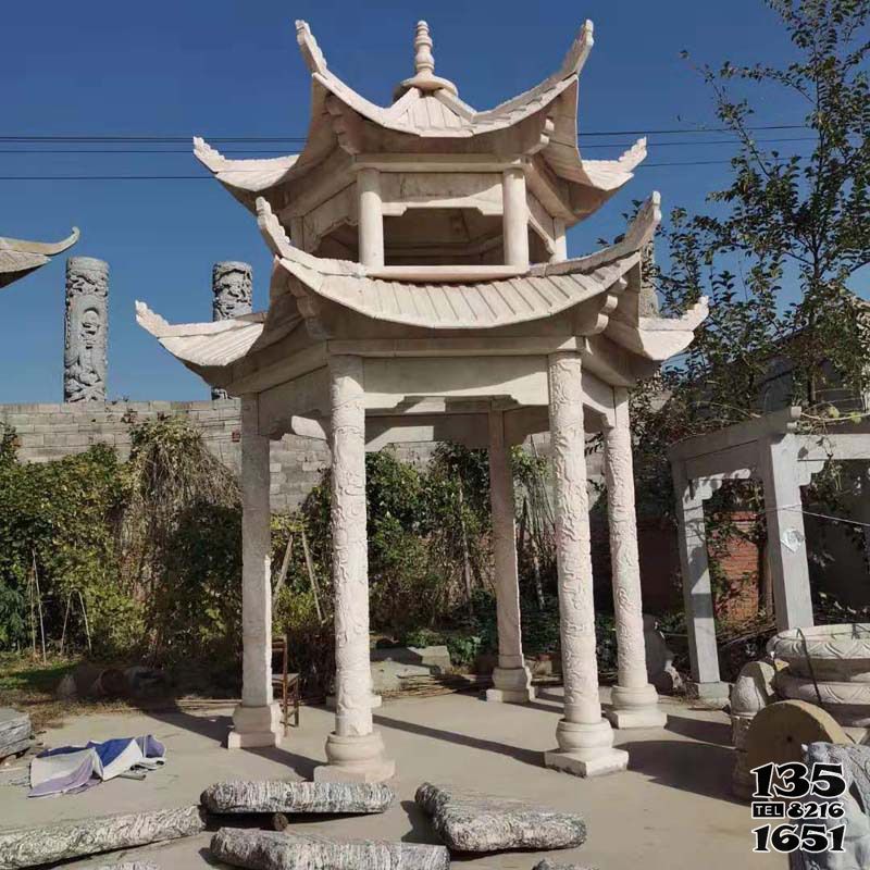 涼亭雕塑-酒店園林景觀戶外擺放大理石休閑涼亭雕塑 涼亭雕塑-酒店園林景觀戶外擺放大理石休閑涼亭雕塑高清圖片