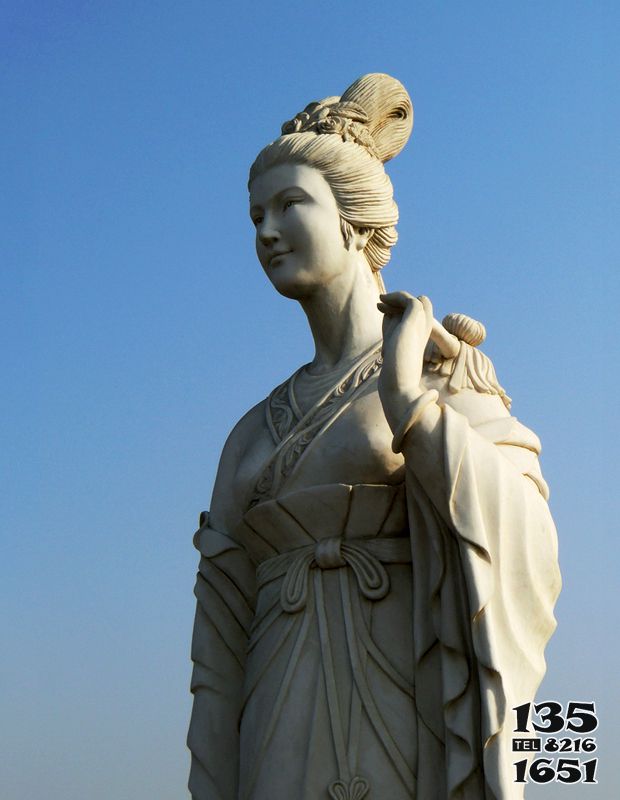 花神雕塑-十二花神之九月菊花龐蘇漢白玉古代美女雕像 花神雕塑-十二花神之九月菊花龐蘇漢白玉古代美女雕像高清圖片