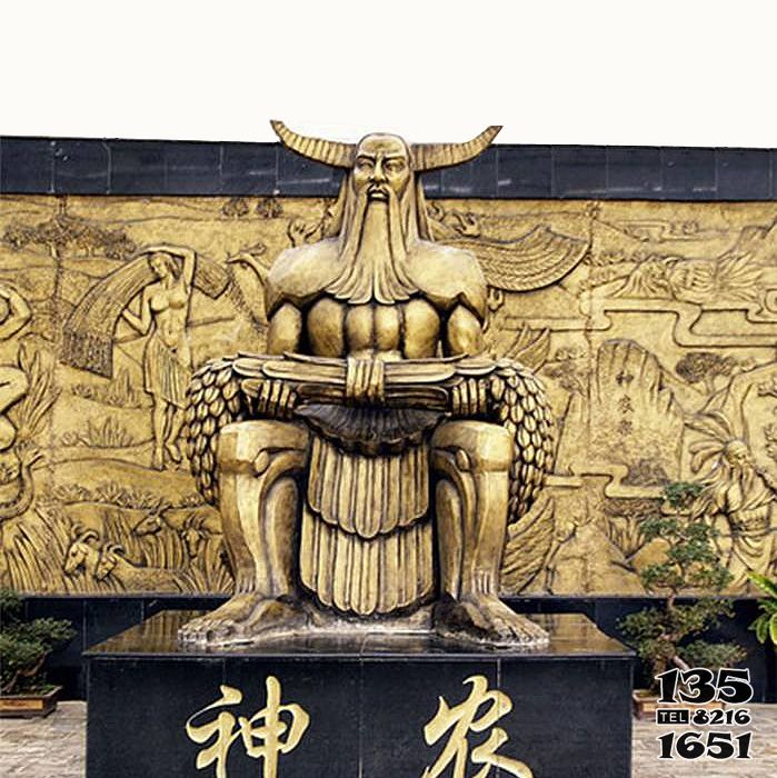 神農雕塑-中國神話傳說人物五榖神農大帝玻璃鋼仿銅雕塑像 神農雕塑-中國神話傳說人物五榖神農大帝玻璃鋼仿銅雕塑像