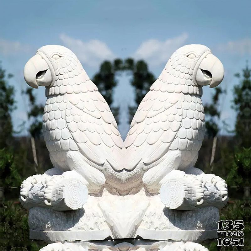 鸚鵡雕塑-別墅公園漢白玉鸚鵡雕塑 鸚鵡雕塑-別墅公園漢白玉鸚鵡雕塑高清圖片