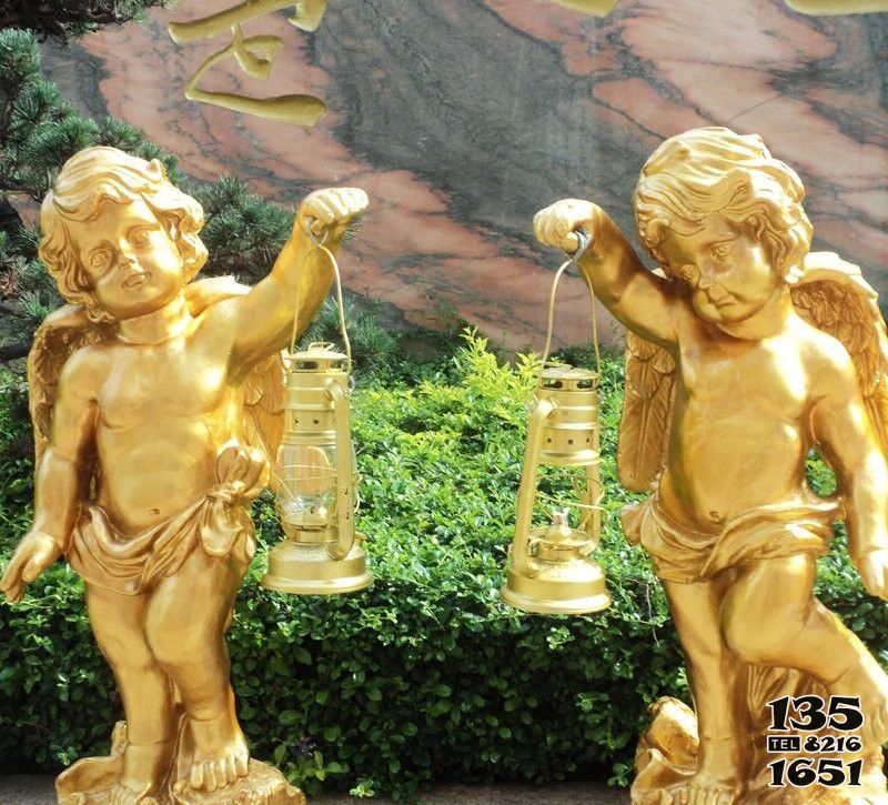 天使雕塑-教堂擺放玻璃鋼仿銅小天使路燈雕塑 天使雕塑-教堂擺放玻璃鋼仿銅小天使路燈雕塑高清圖片
