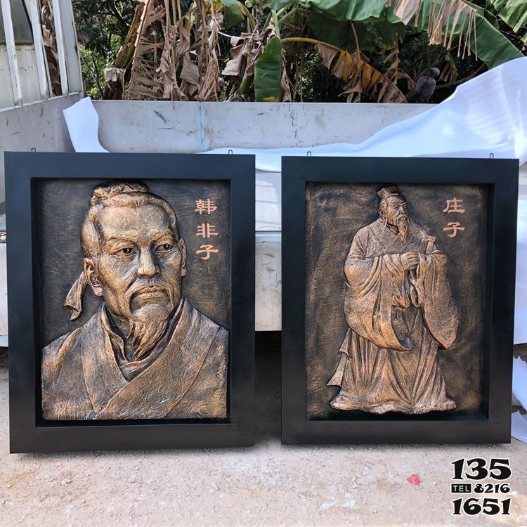 韓非子雕塑-學(xué)院裝飾品古代歷史名人韓非子浮雕玻璃鋼頭像雕塑