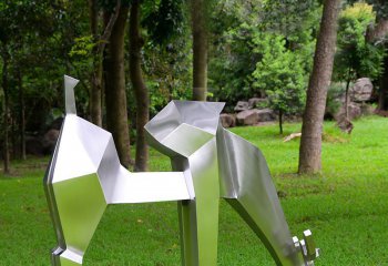 鹿雕塑-公園抽象幾何低頭吃草滴鹿雕塑