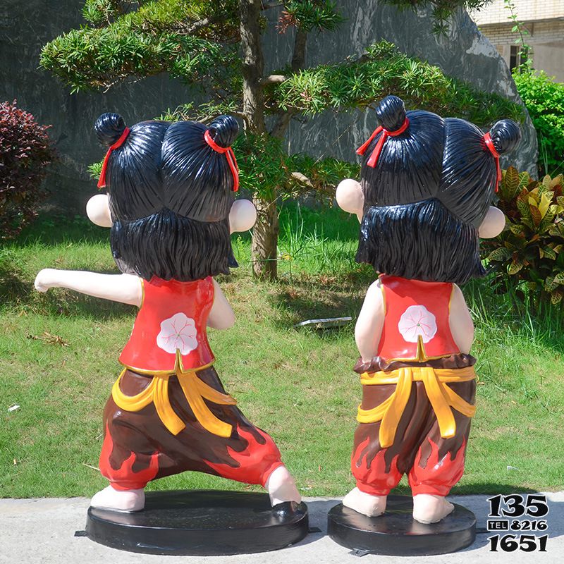 哪咤雕塑-魔童降世卡通公仔公園美陳城市玻璃鋼雕塑 哪咤雕塑-魔童降世卡通公仔公園美陳城市玻璃鋼雕塑高清圖片
