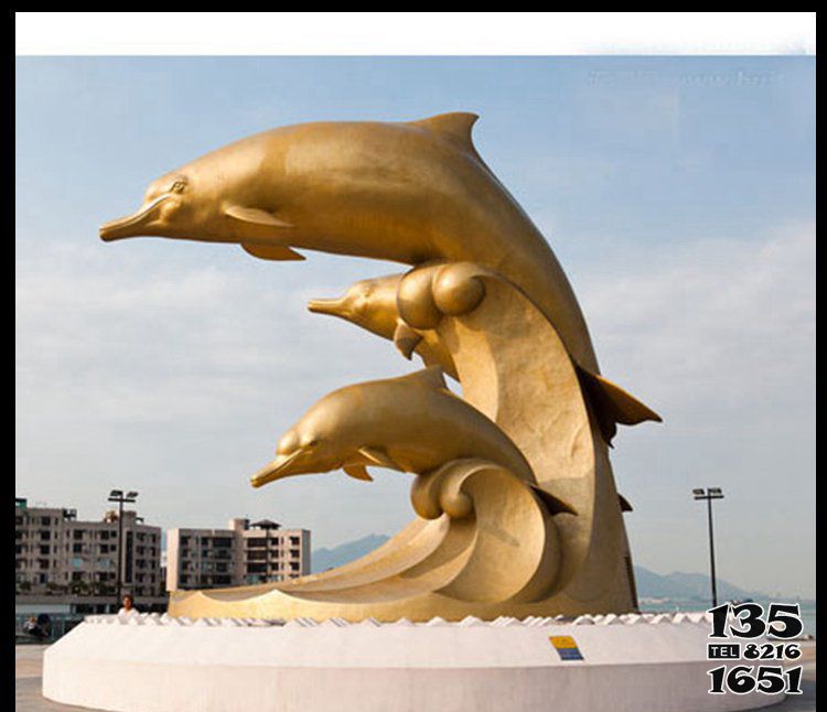 海豚雕塑-酒店門口三只黃銅海豚雕塑 海豚雕塑-酒店門口三只黃銅海豚雕塑高清圖片