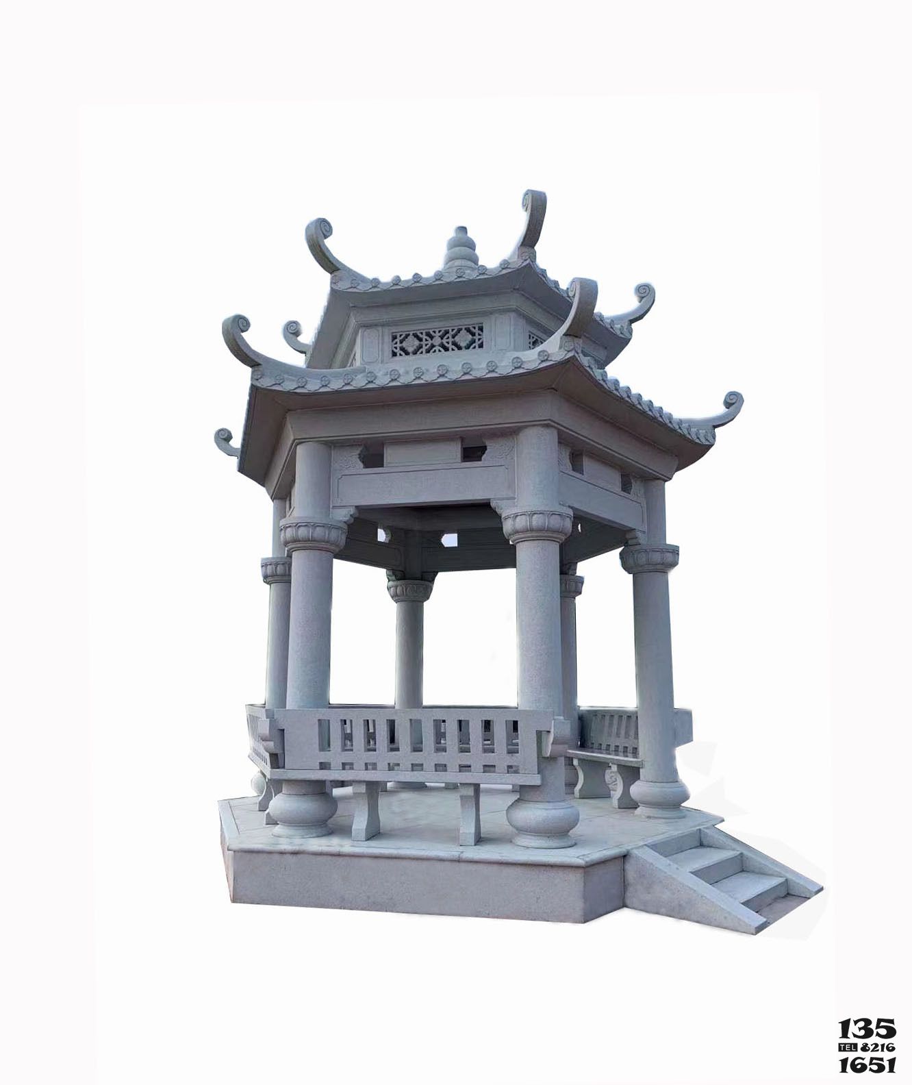 涼亭雕塑-公園戶外擺放雙層欄桿大理石涼亭雕塑 涼亭雕塑-公園戶外擺放雙層欄桿大理石涼亭雕塑高清圖片