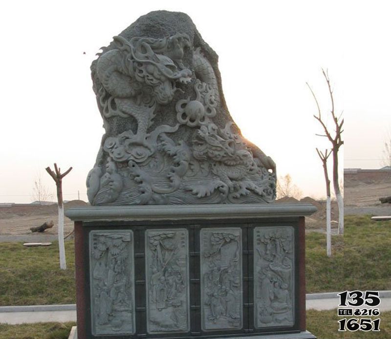 龍雕塑-公園大理石石雕石頭上的浮雕龍雕塑 龍雕塑-公園大理石石雕石頭上的浮雕龍雕塑高清圖片